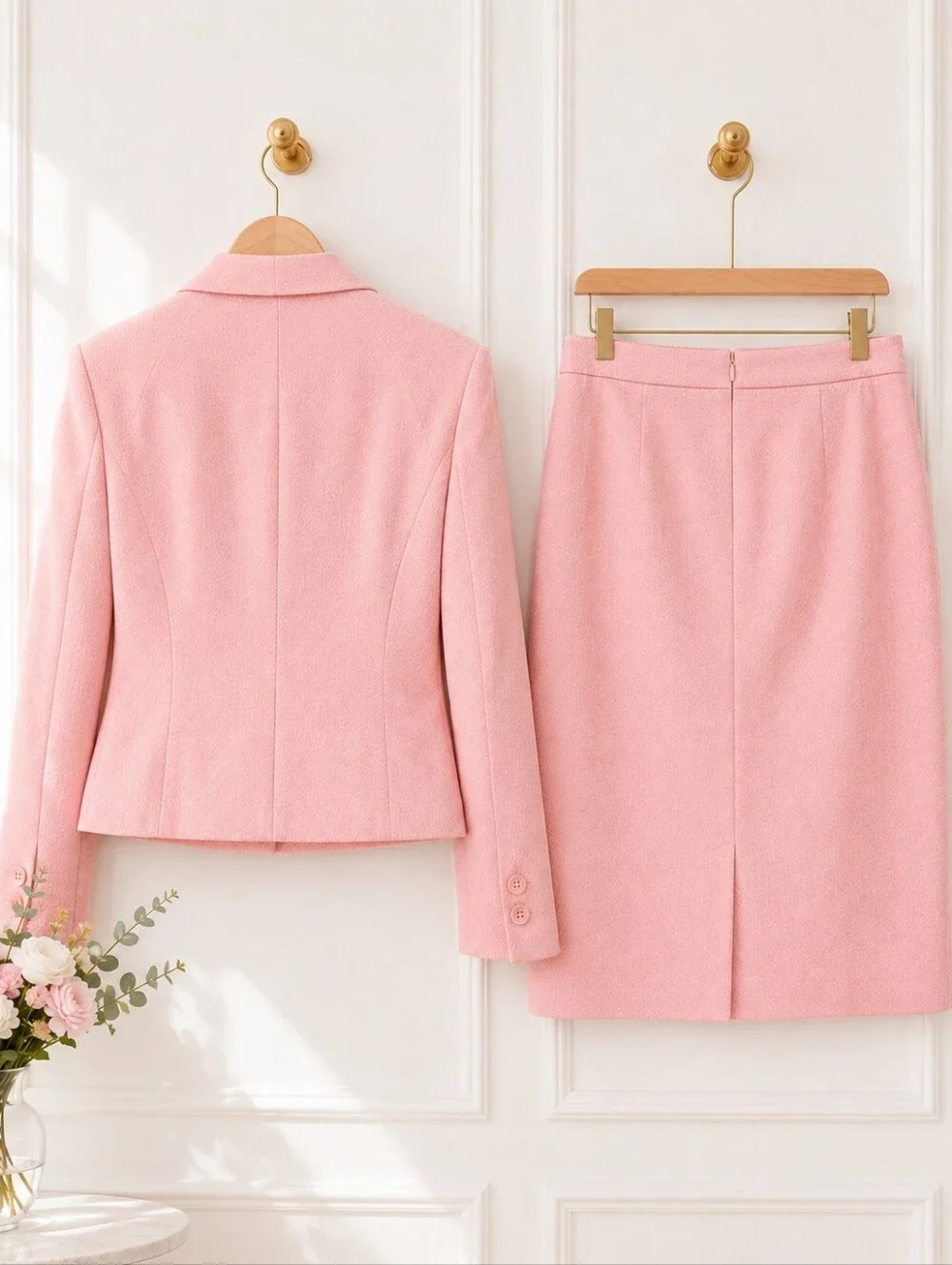 Roth LeCover | Pink Vintage Linen Blend 2-Piece Skirt Suit | Size 14